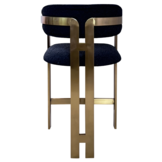 Barstoel Tribanto Bouclé Zwart stof - Geborsteld Goud