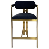 Barstoel Tribanto Bouclé Zwart stof - Geborsteld Goud