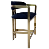 Barstoel Tribanto Bouclé Zwart stof - Geborsteld Goud