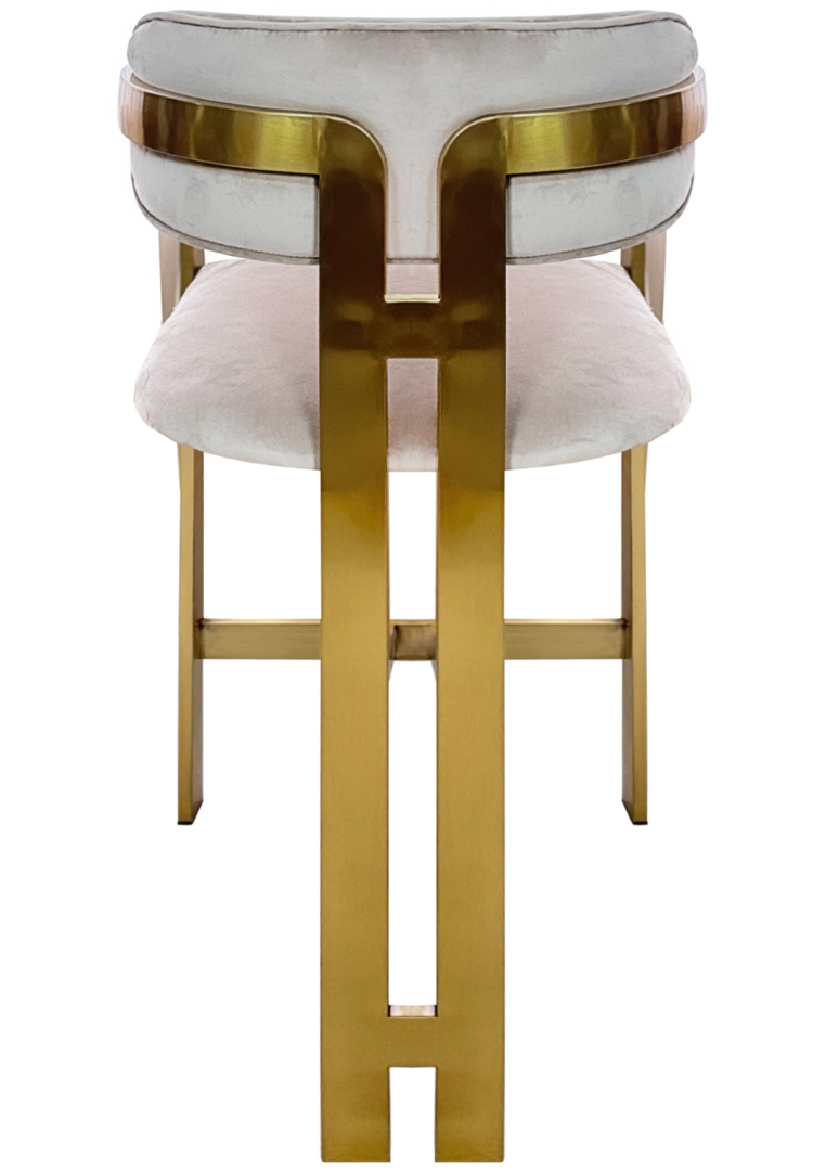 Barstoel Tribanto Velvet Taupe stof - Geborsteld Goud