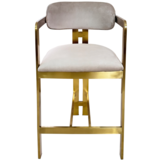 Barstoel Tribanto Velvet Taupe stof - Geborsteld Goud