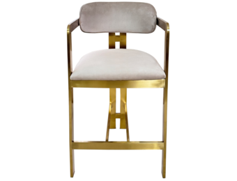 Barstoel Tribanto Velvet Taupe stof - Goud