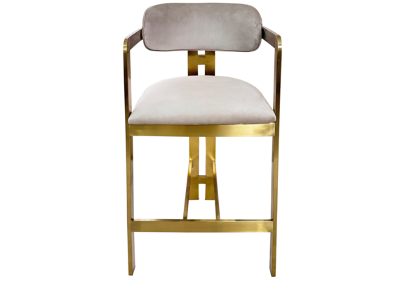 Barstoel Tribanto Velvet Taupe stof - Goud