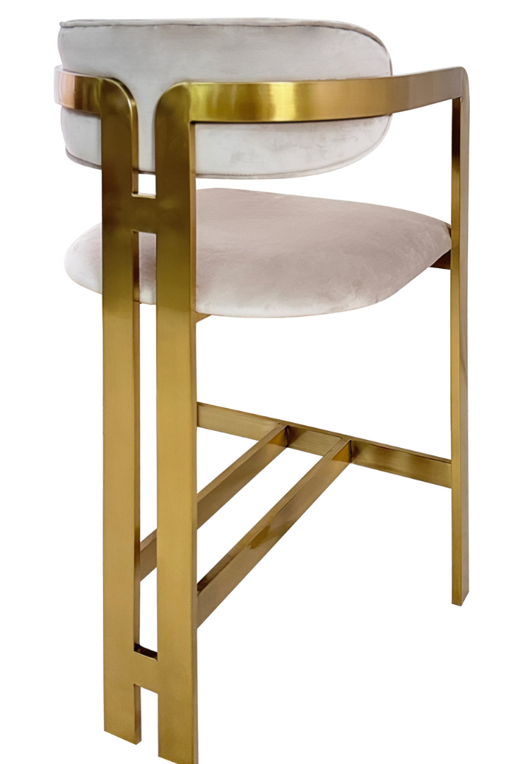 Barstoel Tribanto Velvet Taupe stof - Geborsteld Goud