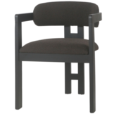 Eetkamerstoel Tribanto Bouclé Zwarte Teddy stof - Zwart eikenhout