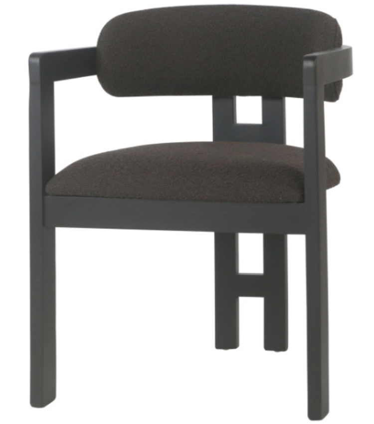 Eetkamerstoel Tribanto Bouclé Zwarte Teddy stof - Zwart eikenhout