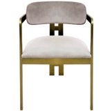 Eetkamerstoel Tribanto Velvet Taupe stof - Geborsteld Goud