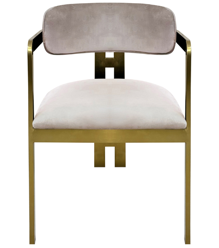Eetkamerstoel Tribanto Velvet Taupe stof - Geborsteld Goud