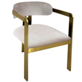 Eetkamerstoel Tribanto Velvet Taupe stof - Geborsteld Goud