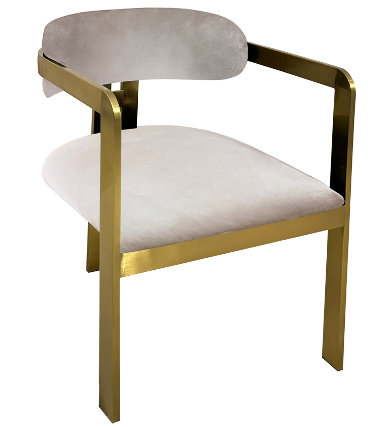 Eetkamerstoel Tribanto Velvet Taupe stof - Geborsteld Goud