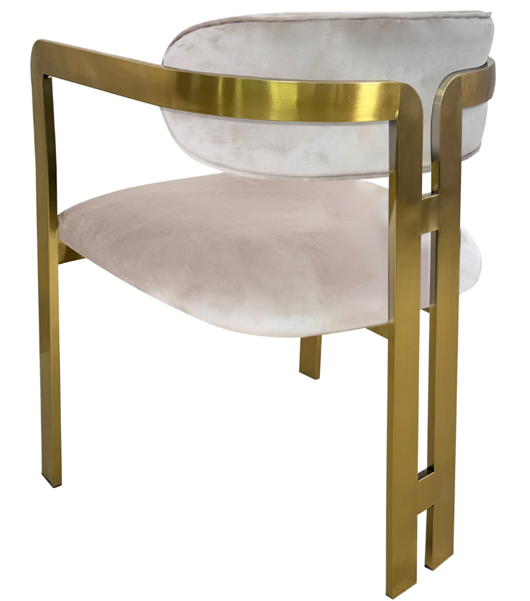 Eetkamerstoel Tribanto Velvet Taupe stof - Geborsteld Goud