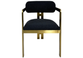 Eetkamerstoel Tribanto Bouclé Zwart stof - Goud