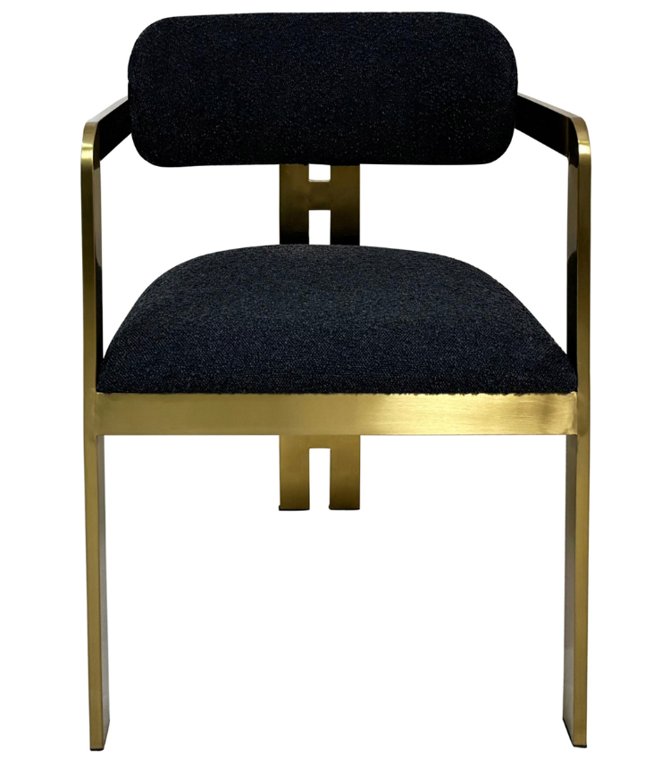 Eetkamerstoel Tribanto Bouclé Zwart stof - Geborsteld Goud