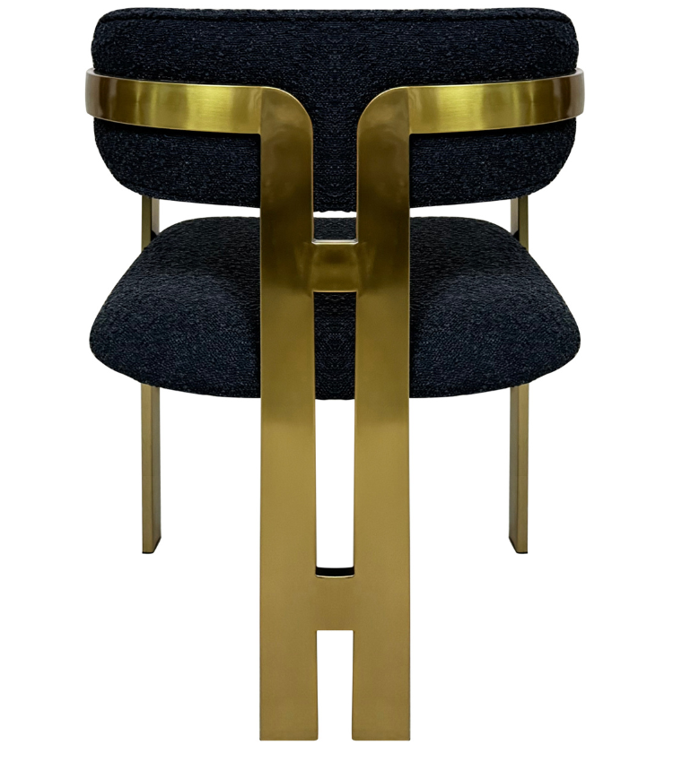 Eetkamerstoel Tribanto Bouclé Zwart stof - Geborsteld Goud