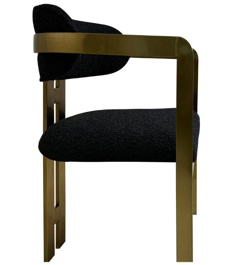 Eetkamerstoel Tribanto Bouclé Zwart stof - Geborsteld Goud
