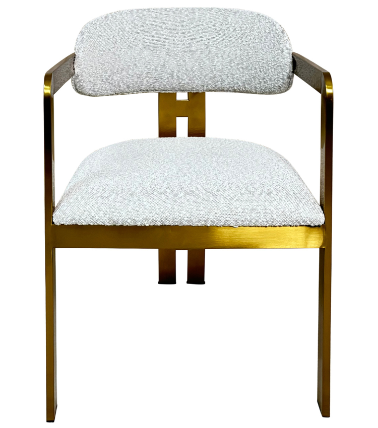 Eetkamerstoel Tribanto Bouclé Teddy stof - Geborsteld Goud