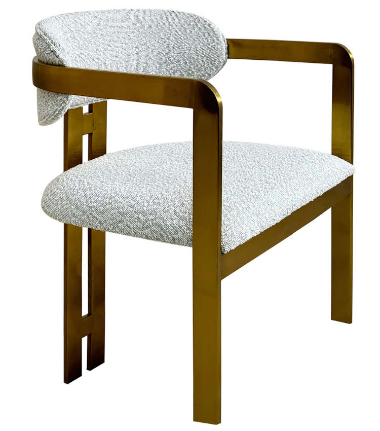 Eetkamerstoel Tribanto Bouclé Teddy stof - Geborsteld Goud