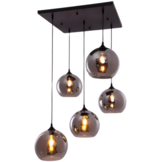 Hanglamp Illusion Smoking glass 5 lichts  - vierkant