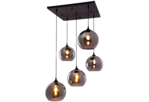 Hanglamp Illusion Smoking glass 5 lichts  - vierkant
