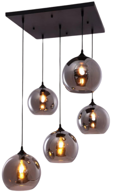 Hanglamp Illusion Smoking glass 5 lichts  - vierkant