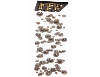 Hanglamp Bubbles Smoke glas - Vierkant