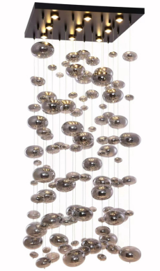 Hanglamp Bubbles Smoke glas  - Vierkant