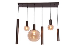 Hanglamp Aura  - Bruin - 6 lichts - Rechthoekig
