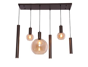 Hanglamp Aura  - Bruin - 6 lichts - Rechthoekig