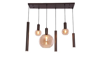Hanglamp Aura  - Bruin - 6 lichts - Rechthoekig
