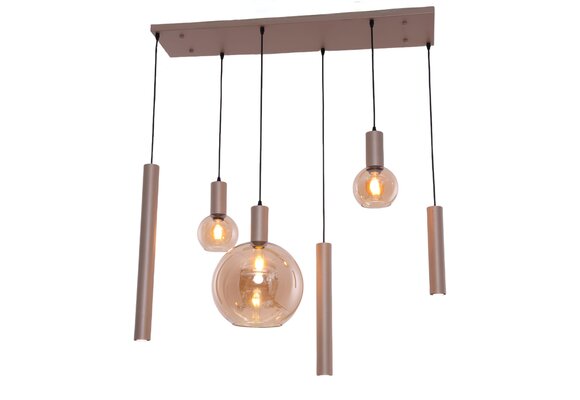 Hanglamp Aura  - Champagne - 6 lichts - Rechthoekig