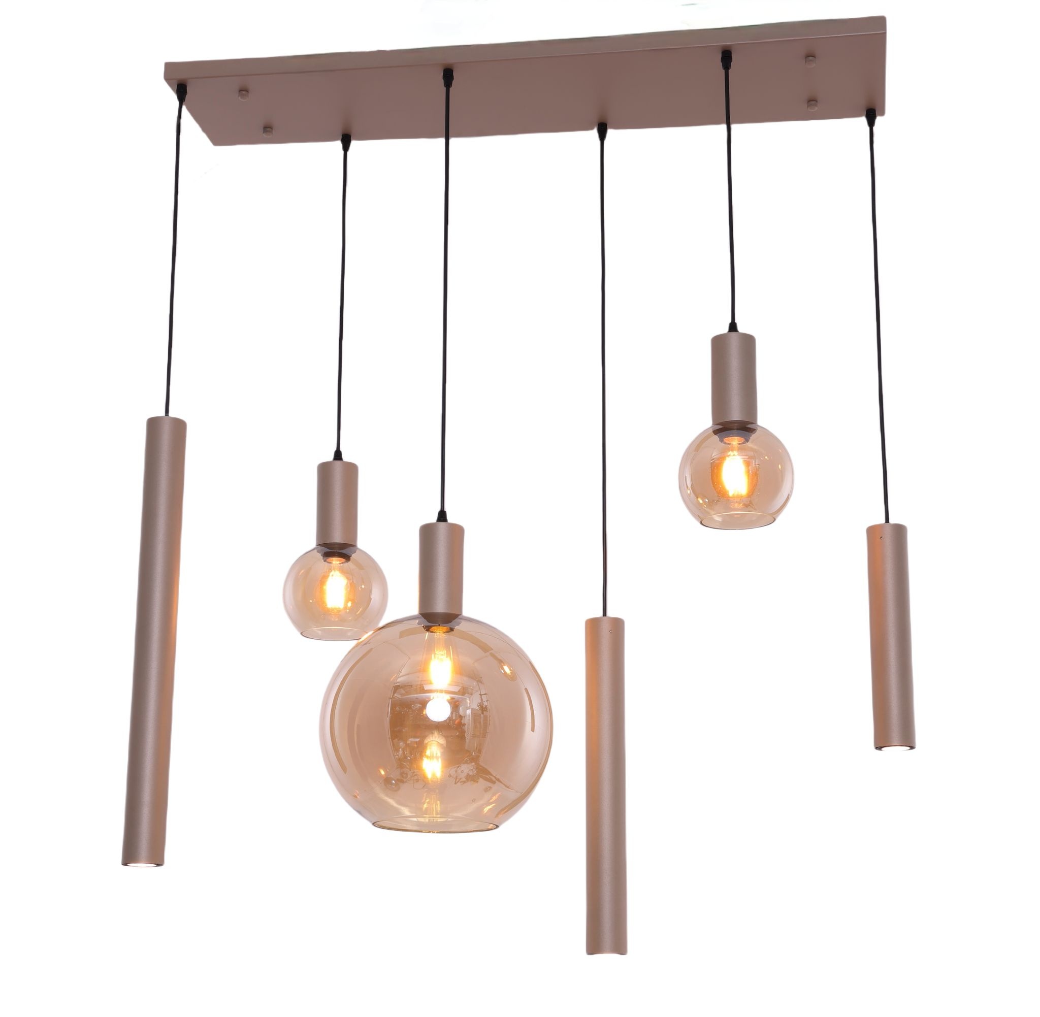 Hanglamp Aura - Champagne - 6 lichts - Rechthoekig