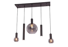 Hanglamp Aura  - Metallic grijs - 5 lichts - Rechthoekig