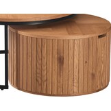 Salontafel Lis Rond - Natuurlijk eiken fineer - set van 2 - met opbergruimte
