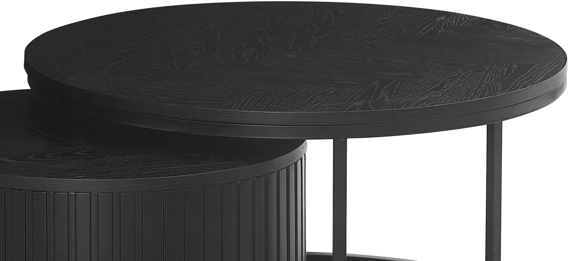 Salontafel Lis Rond - Zwart eiken fineer - set van 2 - met opbergruimte