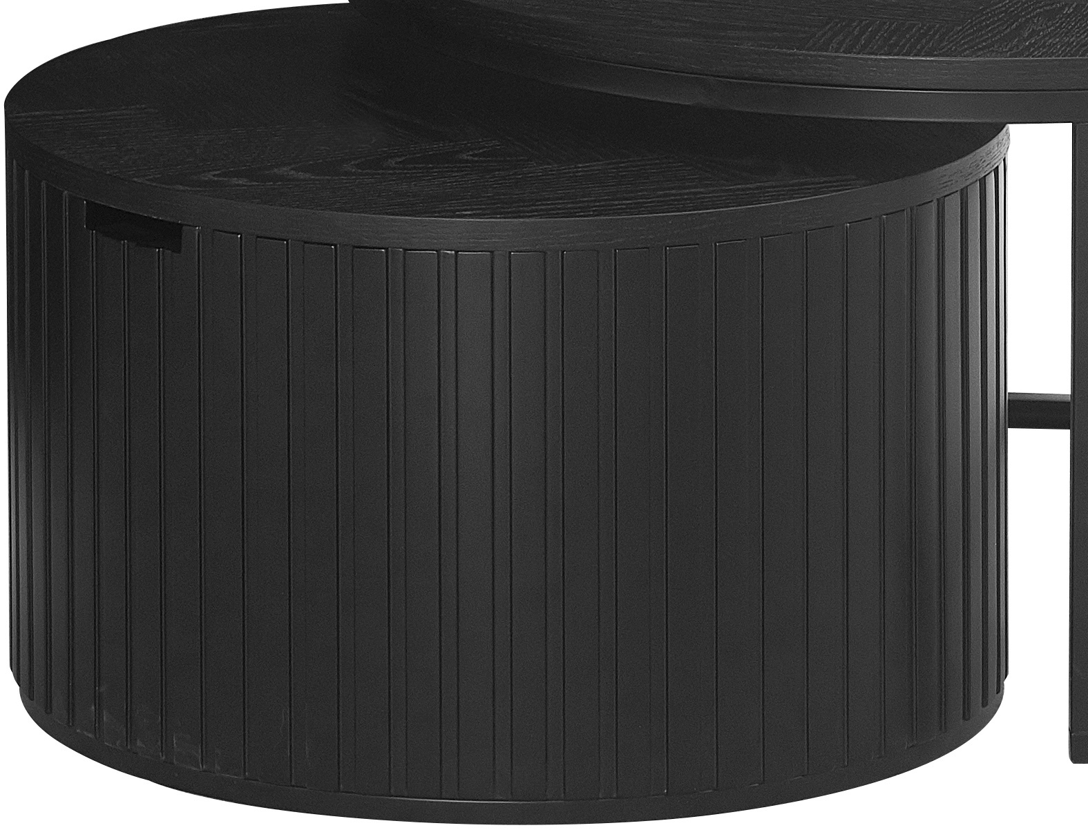 Salontafel Lis Rond - Zwart eiken fineer - set van 2 - met opbergruimte