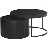 Salontafel Lis Rond - Zwart eiken fineer - set van 2 - met opbergruimte