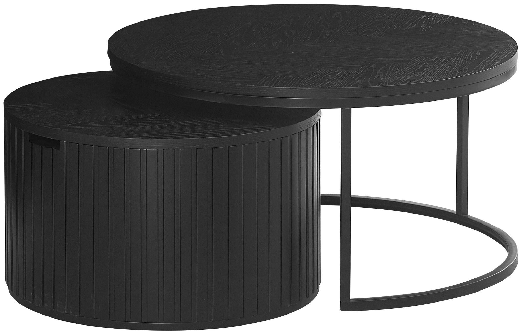 Salontafel Lis Rond - Zwart eiken fineer - set van 2 - met opbergruimte