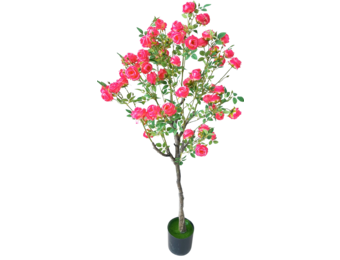 Kunstrozenboom 140 cm - Donkerroze