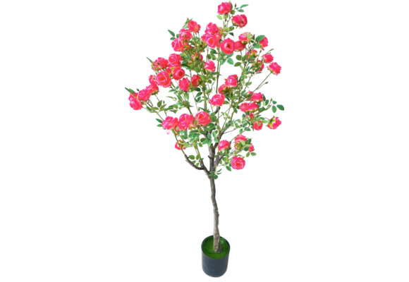 Kunstrozenboom 140 cm - Donkerroze