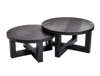 Salontafel Visgraat | Zwart Eiken Fineer - set van 2