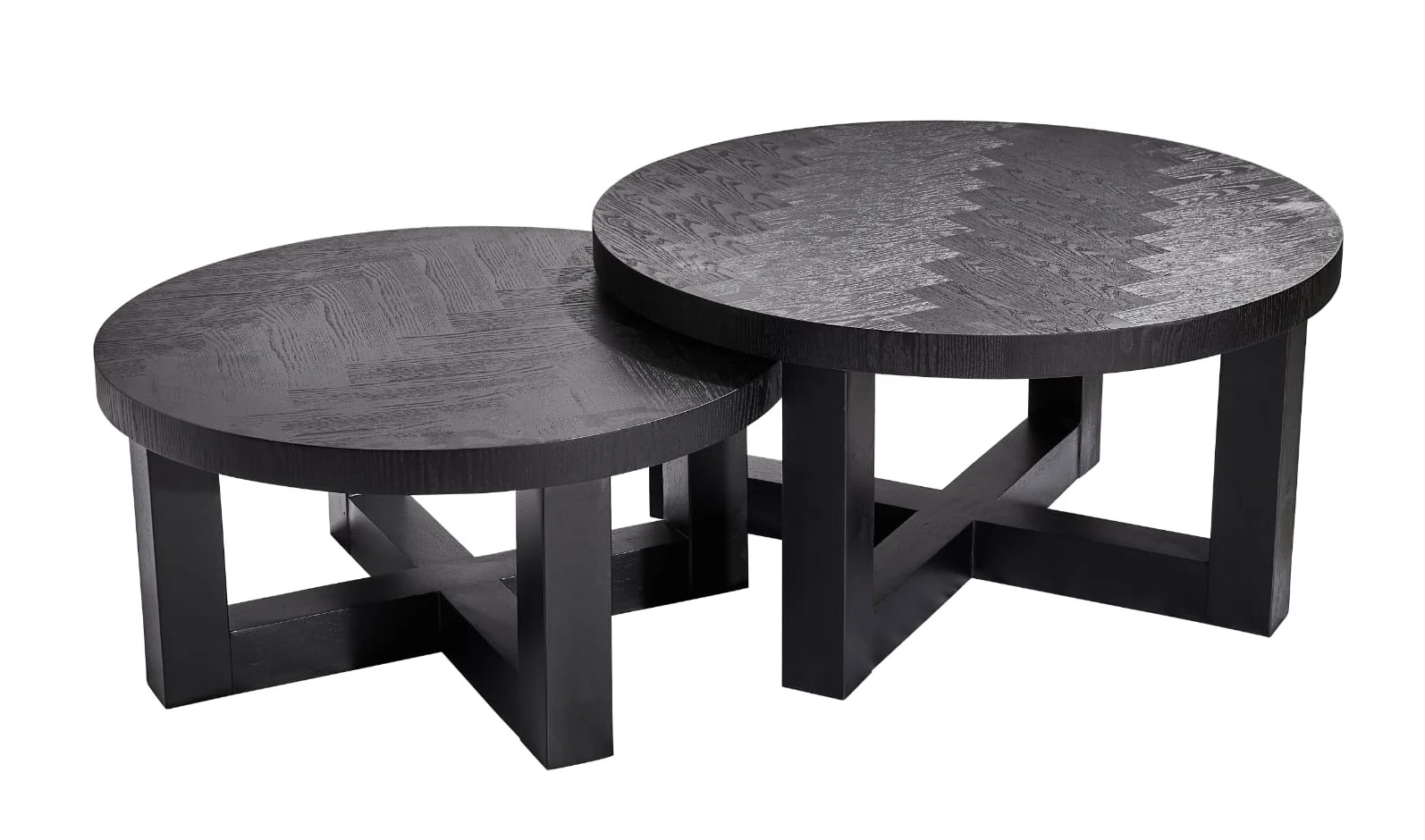 Salontafel Visgraat | Zwart Eiken Fineer - set van 2
