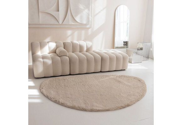 Fluffy Vloerkleed Beige - Organische vorm