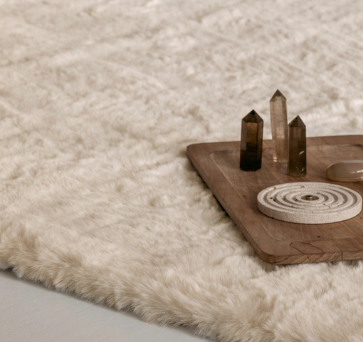 Fluffy Vloerkleed Beige - Organische vorm - 190 x 275 cm