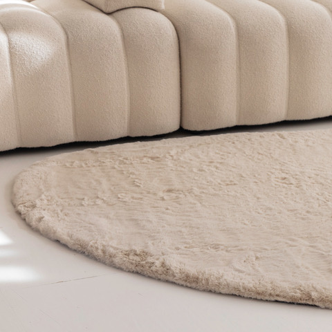 Fluffy Vloerkleed Beige - Organische vorm - 190 x 275 cm