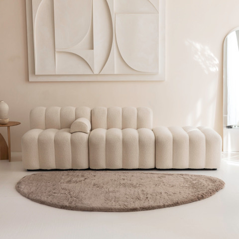 Fluffy Vloerkleed Taupe - Organische vorm - 190 x 275 cm