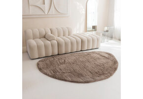 Fluffy Vloerkleed Taupe - Organische vorm