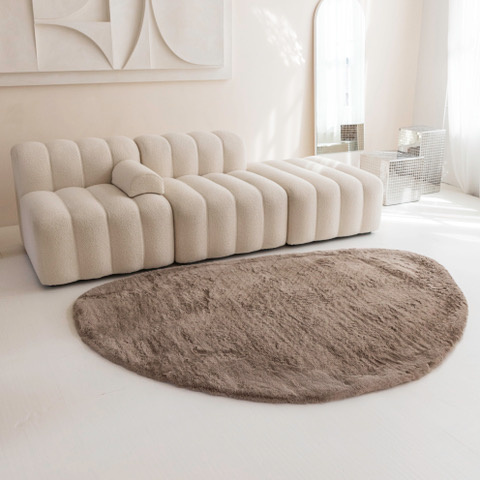 Fluffy Vloerkleed Taupe - Organische vorm - 190 x 275 cm