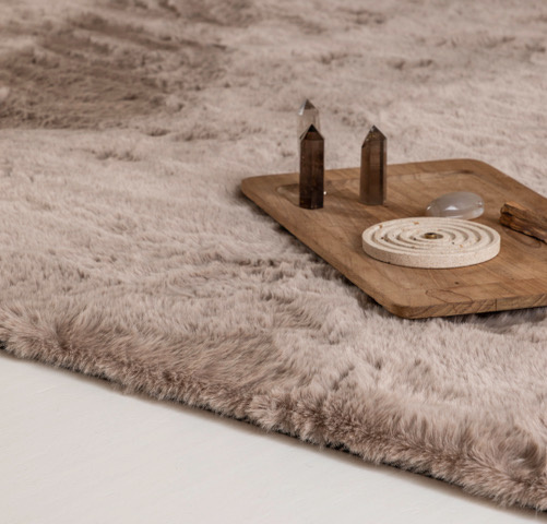 Fluffy Vloerkleed Taupe - Organische vorm - 190 x 275 cm