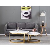 Salontafel Doblo marmer wit / goud