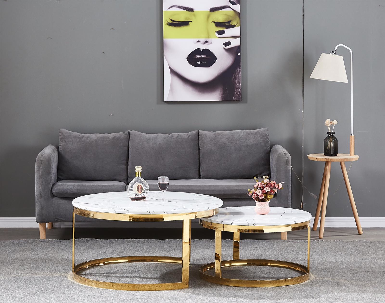 Salontafel Doblo marmer wit / goud